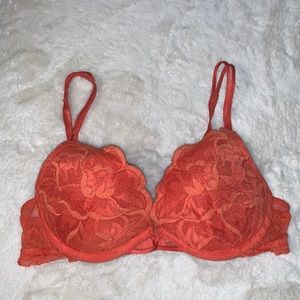34B Victoria’s Secret vintage lace orange padded push-up bra